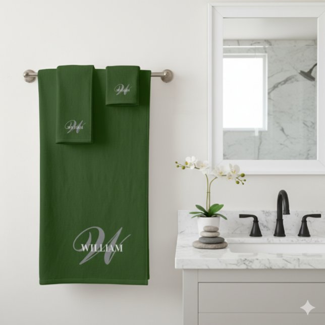Create Your Own Monogram Colour Match Teal  Bath Towel Set (Creator Uploaded)