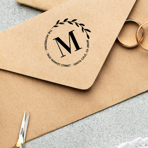 Create Your Own Monogram Round Return Address Rubber Stamp