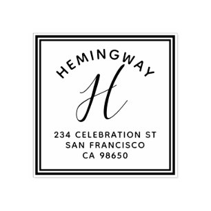 Create Your Own Monogram Script Return Address Rubber Stamp