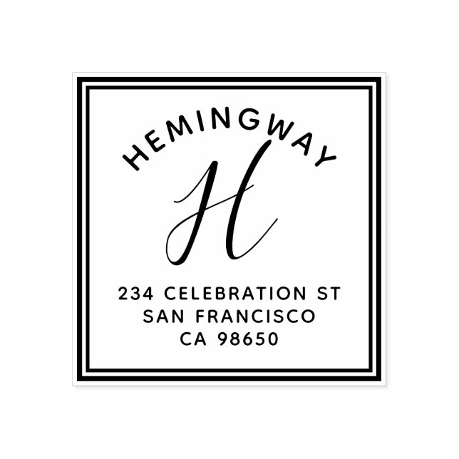 Create Your Own Monogram Script Return Address Rubber Stamp (Imprint)