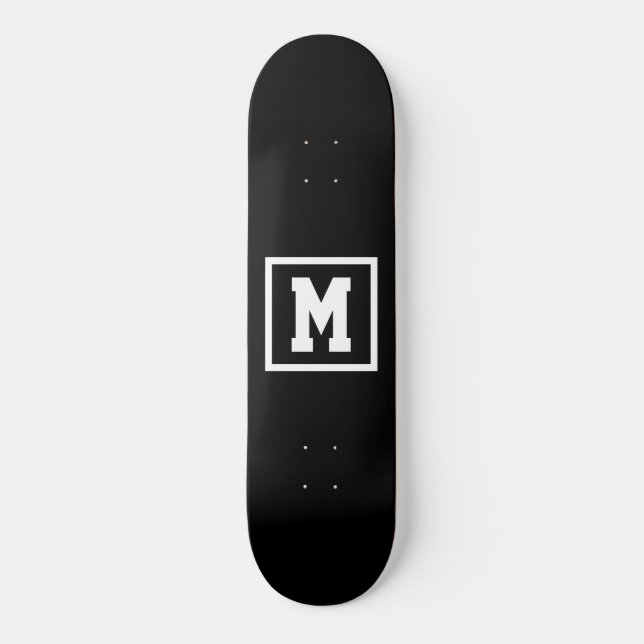 Create Your Own Monogram Template Black and White Skateboard (Front)