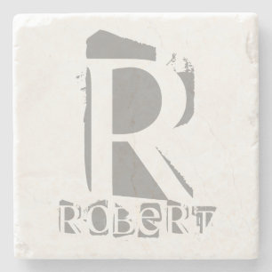 Create Your Own Monogram Template Elegant Marble Stone Coaster
