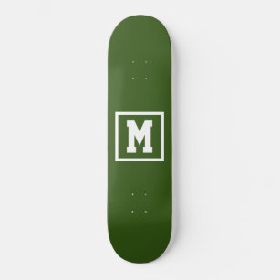 Create Your Own Monogram Template Green and White Skateboard