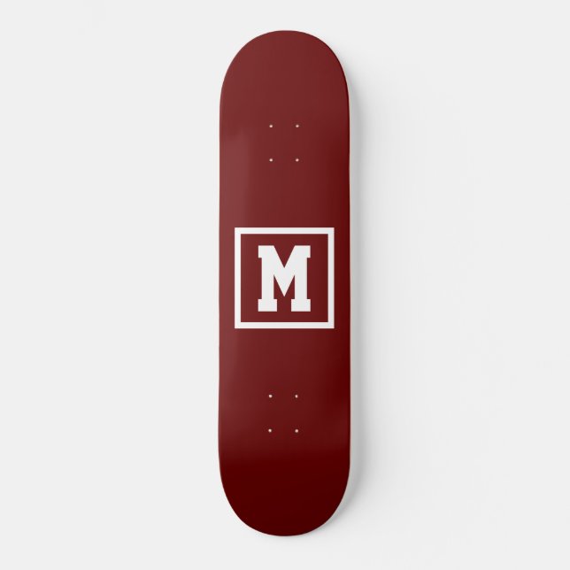 Create Your Own Monogram Template Red and White Skateboard (Front)