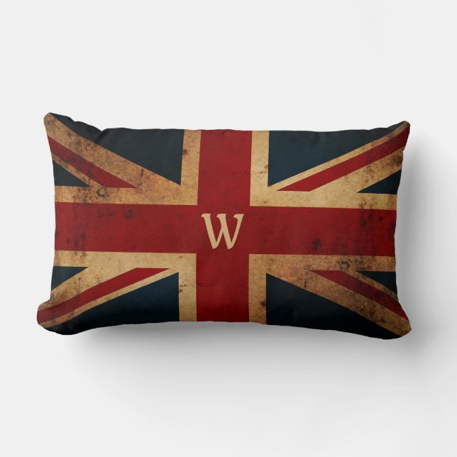 Create Your Own Monogram Union Jack Lumbar Pillow (Front)