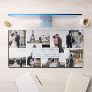 Create Your Own Monogrammed 8-Photo Collage Desk Mat