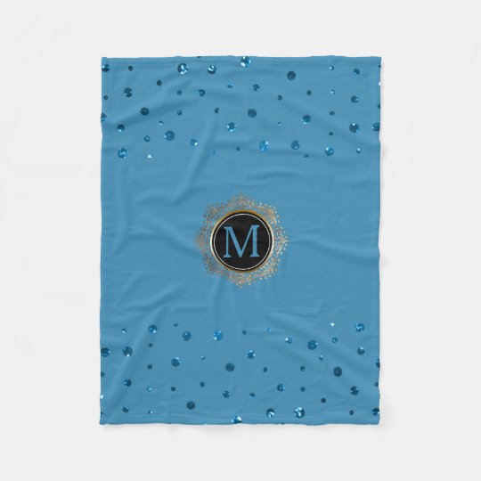 Create Your Own Monogrammed Initial | Blue Dots Fleece Blanket