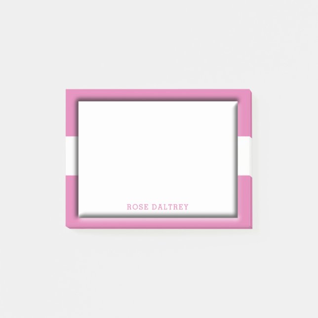Create Your Own Monogrammed Name | Cute Girly Pink Post-it Notes (Front)