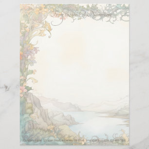 Create Your Own Morning Lake Scenic Ivy Floral Letterhead