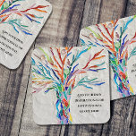 Create Your Own Motivational/Inspirational Quote Square Paper Coaster<br><div class="desc">This unique Paper Coaster is decorated with a multicolored mosaic Tree of Life design.
Add your chosen quote to personalize it. 
Click Customize Further to edit font,  font size and font colour.
Original Mosaic © Michele Davies.</div>