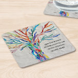 Create Your Own Motivational/Inspirational Quote Square Paper Coaster<br><div class="desc">This unique Paper Coaster is decorated with a multicolored mosaic Tree of Life design.
Add your chosen quote to personalize it. 
Click Customize Further to edit font,  font size and font colour.
Original Mosaic © Michele Davies.</div>