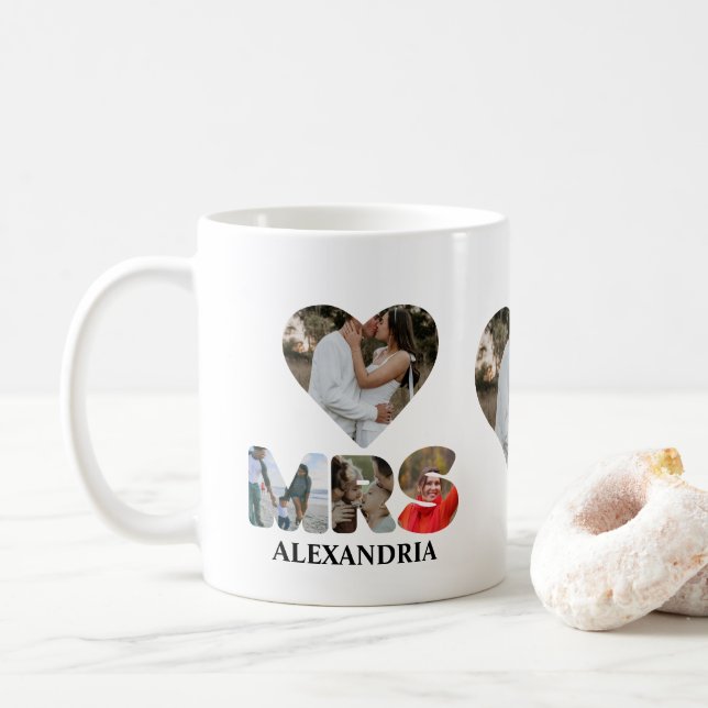 Create your own Mr and Mrs photo Matching couple Coffee Mug (With Donut)