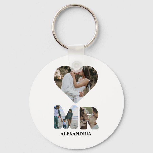 Create your own Mr and Mrs photo Matching couple Keychain (Front)