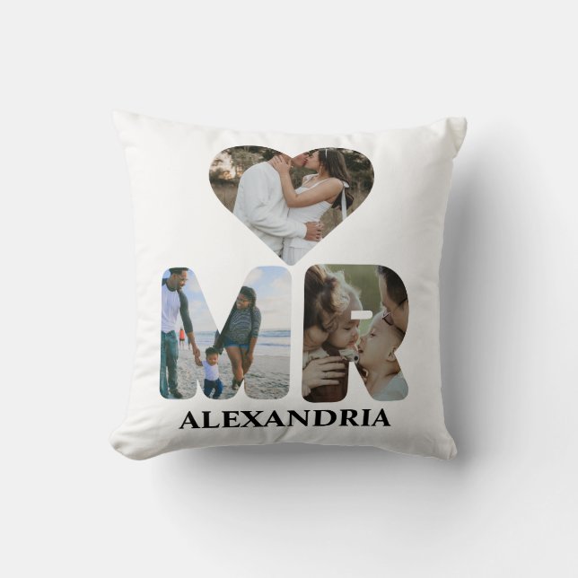 Create your own Mr and Mrs photo Matching couple Throw Pillow (Front)