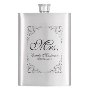 Create Your Own Mr Mrs His Hers Wedding Monogram Hip Flask