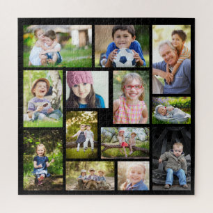 Create Your Own Multi Photo Collage Black Jigsaw Puzzle