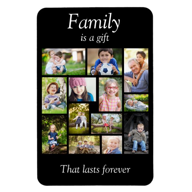 Create Your Own Multi Photo Collage Black White  Magnet (Vertical)