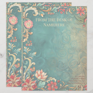Create Your Own Multicolored Art Nouveau Floral Letterhead
