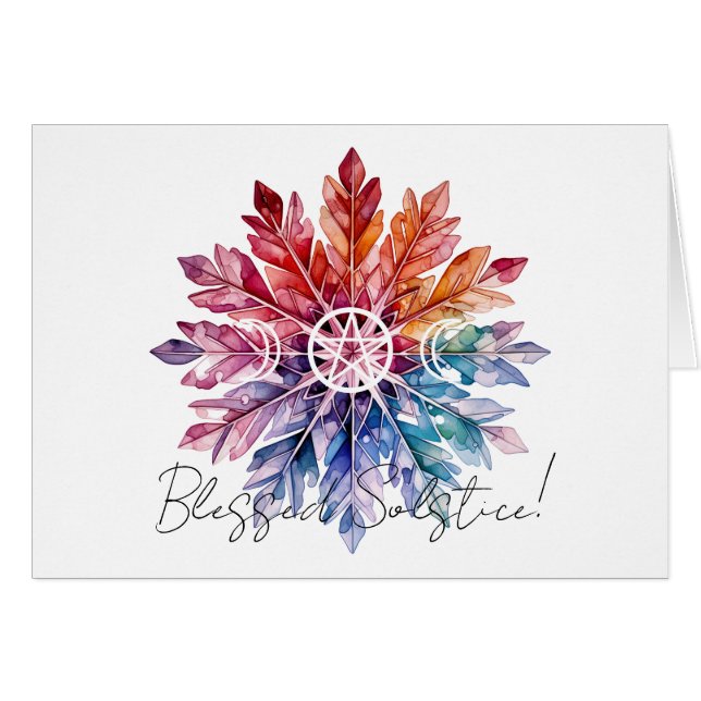Create Your Own Multicolored Leafy Snowflake Yule (Front Horizontal)