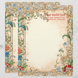 Create Your Own Multicolored Medieval Flowers Letterhead