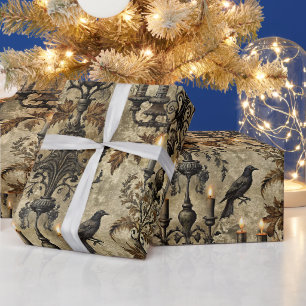 Create Your Own Mysterious Gothic Ravens Damask Wrapping Paper