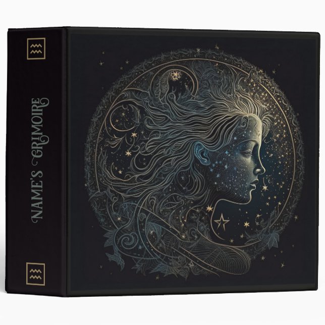 Create Your Own Mystical Astrology Aquarius Zodiac Binder (Front/Spine)