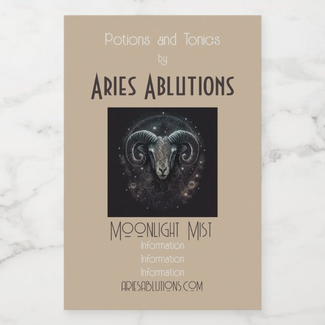 Create Your Own Mystical Astrology Aries Zodiac Wine Label (Single Label)