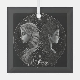 Create Your Own Mystical Astrology Gemini Zodiac Glass Ornament