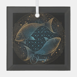 Create Your Own Mystical Astrology Pisces Zodiac Glass Ornament