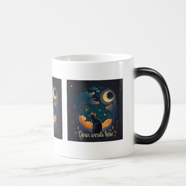 Create Your Own Mystical Black Cat & Birds Magic Mug (Right)