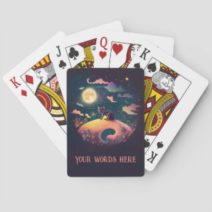 Create Your Own Mystical Black Cat Landscape Playing Cards