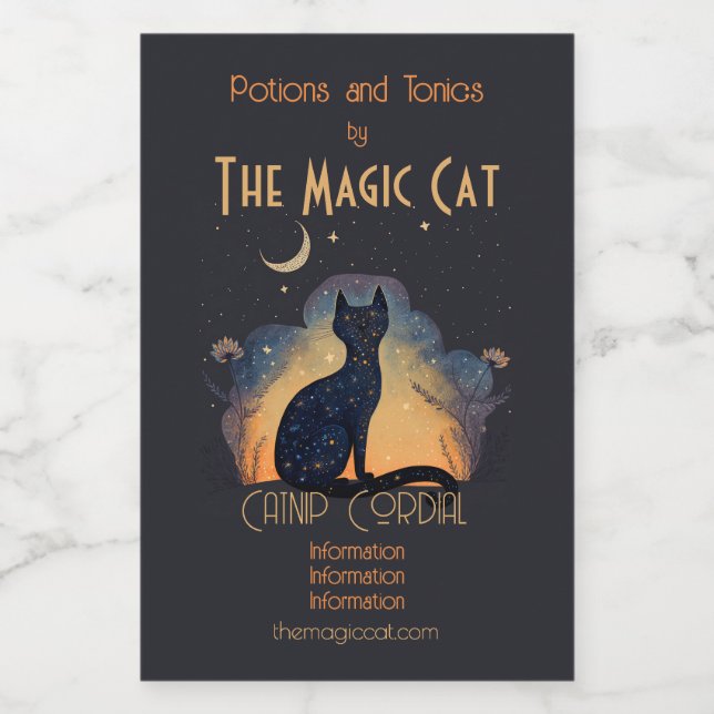 Create Your Own Mystical Black Cat Silhouette Wine Label (Single Label)