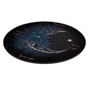 Create Your Own Mystical Blue & Gold Moon Altar Cutting Board