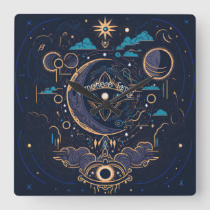 Create Your Own Mystical Celestial Lunar Square Wall Clock