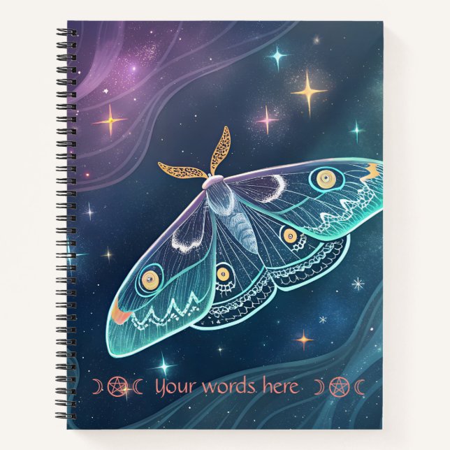 Create Your Own Mystical Celestial Moth Notebook (Front)