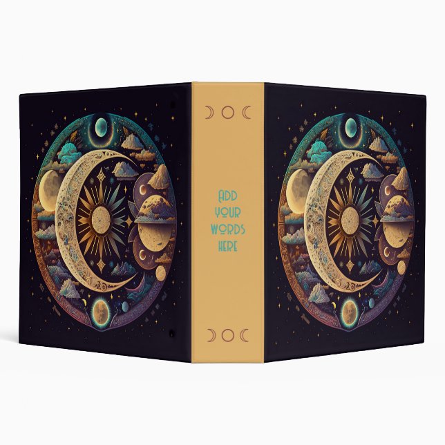 Create Your Own Mystical Crescent Moon & Planets Binder (Background)