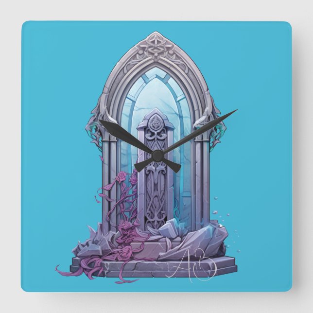 Create Your Own Mystical Door Square Wall Clock (Front)