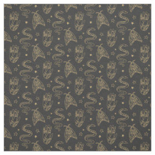 Create Your Own Mystical Gold Snakes Black Fabric