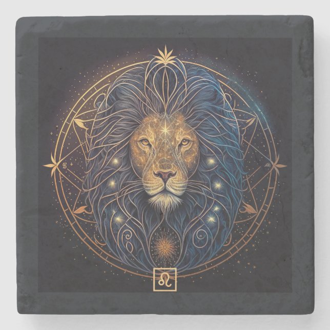 Create Your Own Mystical Leo Stone Coaster (Front)