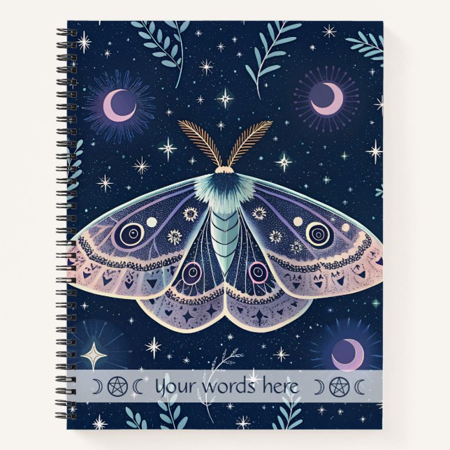 Create Your Own Mystical Moonglow Moth Notebook (Front)