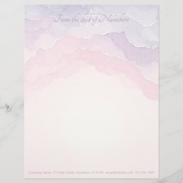 Create Your Own Mystical Pink Purple Clouds Letterhead (Front)