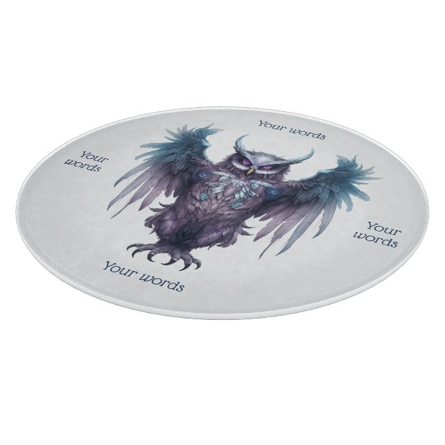 Create Your Own Mystical Purple Owl Cutting Board (Corner)