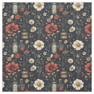 Create Your Own Mystical Wildflower Magic Black Fabric