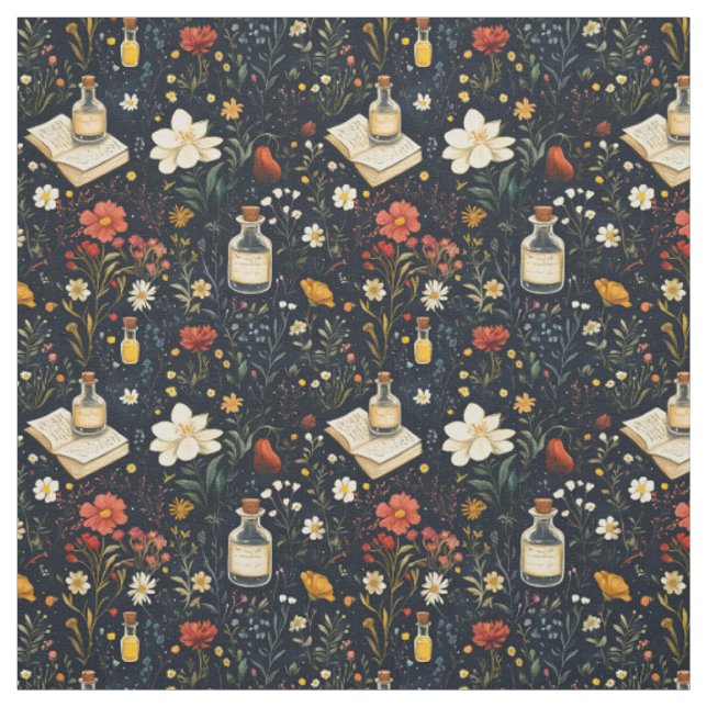 Create Your Own Mystical Wildflowers Grimoire Fabric (Swatch)