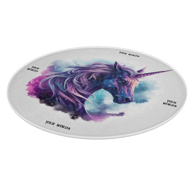 Create Your Own Mythical Purple Unicorn Cutting Board (Corner)