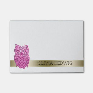 Create Your Own Name   Cute Pink Owl Personalized Post-it Notes