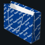 Create Your Own Name Happy Hanukkah Large Gift Bag<br><div class="desc">Create Your Own Name Happy Hanukkah Large Gift Bag with a blue background.</div>