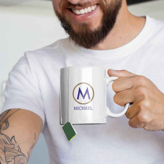 Create Your Own Name Monogram Blue Coffee Mug (Creator Uploaded)
