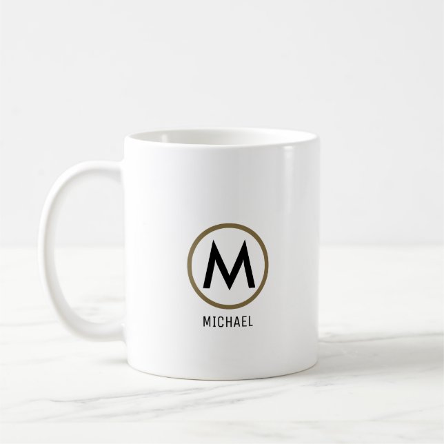 create your own name monogram white coffee mug (Left)