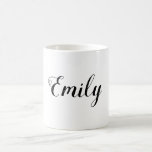 Create Your Own Name Mug | White<br><div class="desc">Create your own personalized name mug in modern black script on a classic white background. Choice of color is optional.</div>